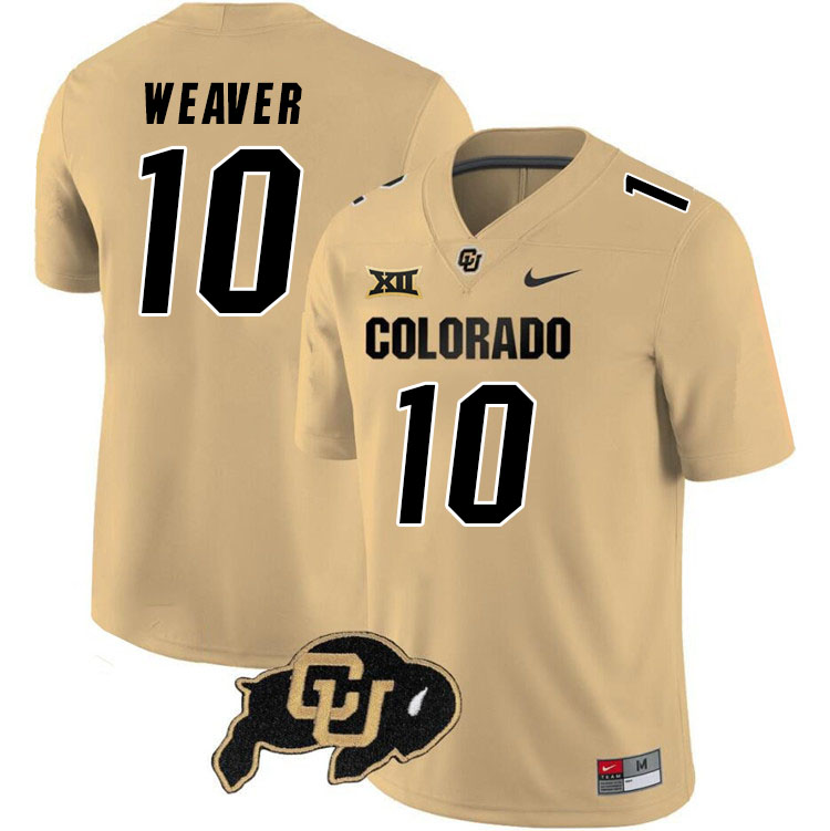 Colorado Buffaloes #10 Xavier Weaver Big 12 Conference College Football Jerseys Stitched Sale-Gold